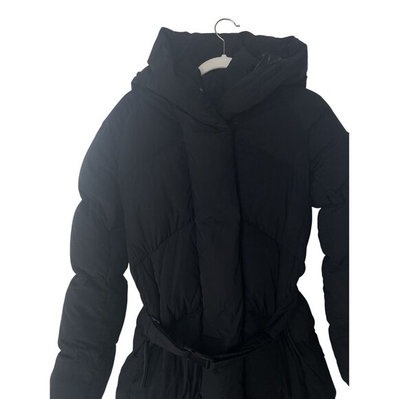 Canada Goose Black Puffer Hooded Belted Long Down Coat Womens - Picture 5 of 16